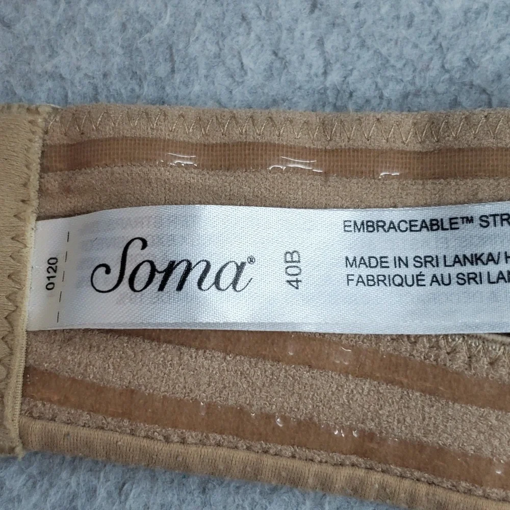 Soma Women Bra 40B Beige Embraceable T Shirt Underwired Strapless Multi Way